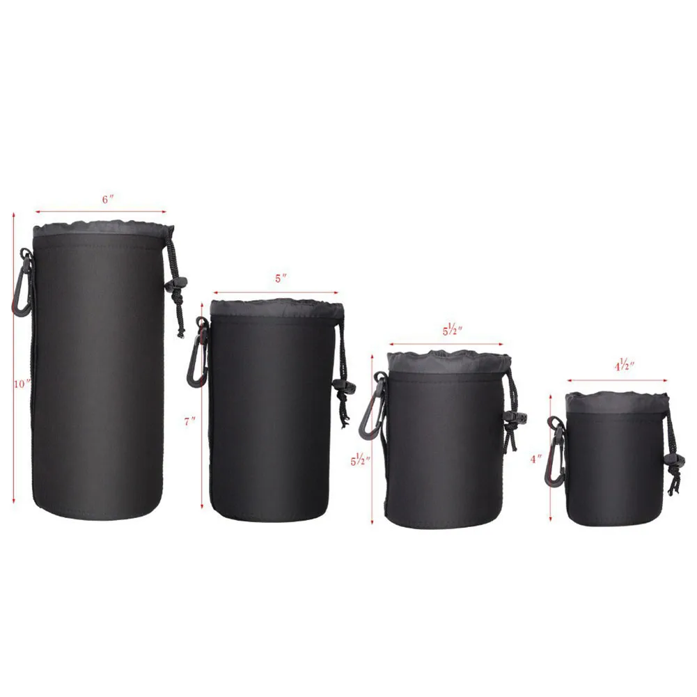 Camera Lens Pouch Bag Waterproof Video Lens Soft Drawstring Protector Case For Camera Lens Bags 4 Sizes For Ultimate Protection
