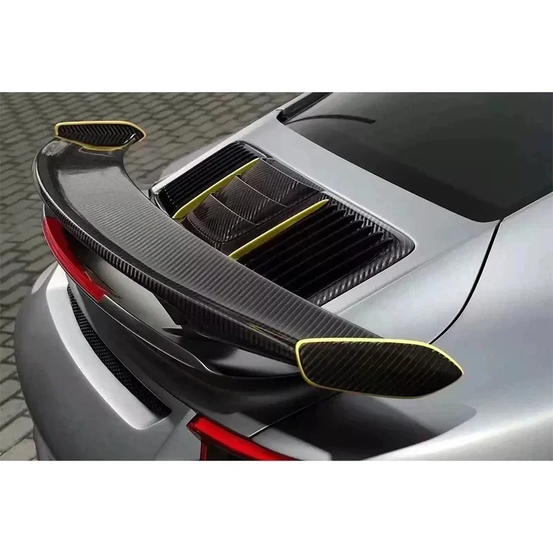 For    carbon fiber Tail fins Rear Trunk Spoiler Guide Wing Rear Wing diverter Car Accsori body kit