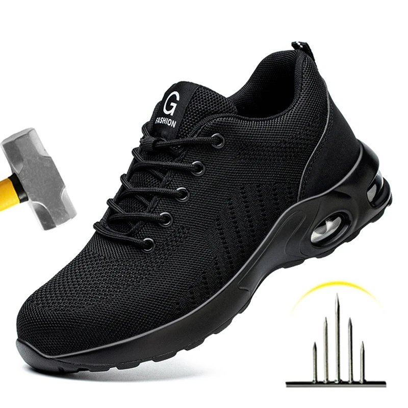 Safety shoes for men and women, breathable work sports shoes, steel toe shoes, puncture resistant safety protection shoes