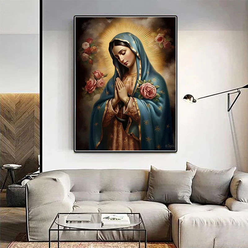 5D DIY Religious Diamond Painting Kit Angel Cross Embroidery Flower Handmade Diamond Mosaic Art Gift