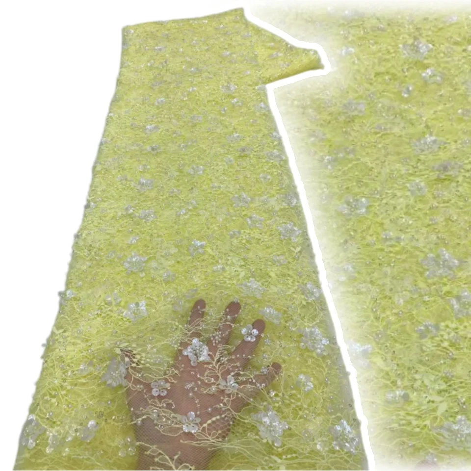 

Горячая распродажа: Африканское нигерийское кружево с пайетками и бисером для жениха, высококачественный французский тюль 2026 для пошива свадебных платьев 2416