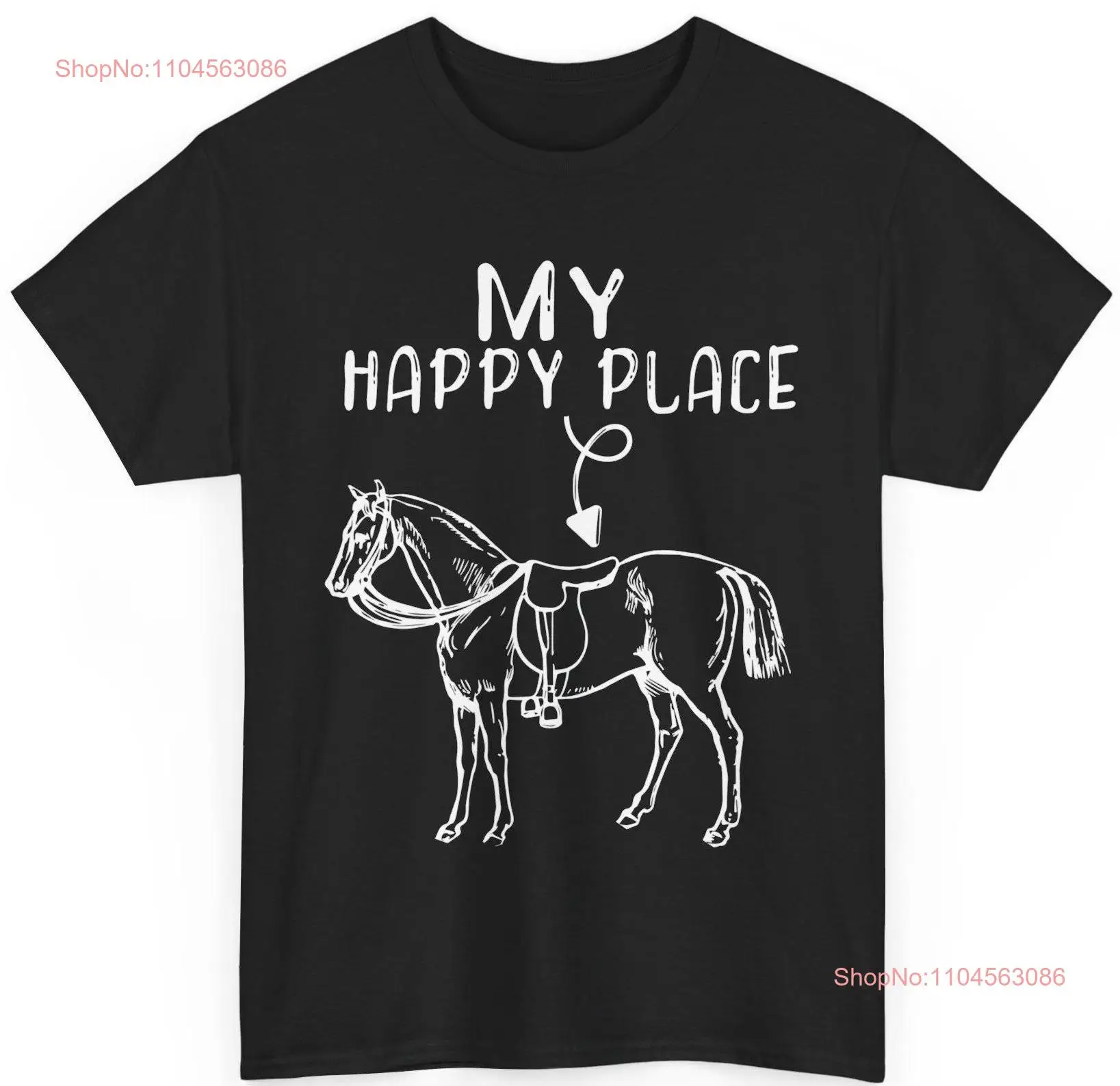 

Футболка Horse Rider My Happy Place Любители лошадей Верхняя езда для женщин и мужчин Конный спорт с длинными или короткими рукавами