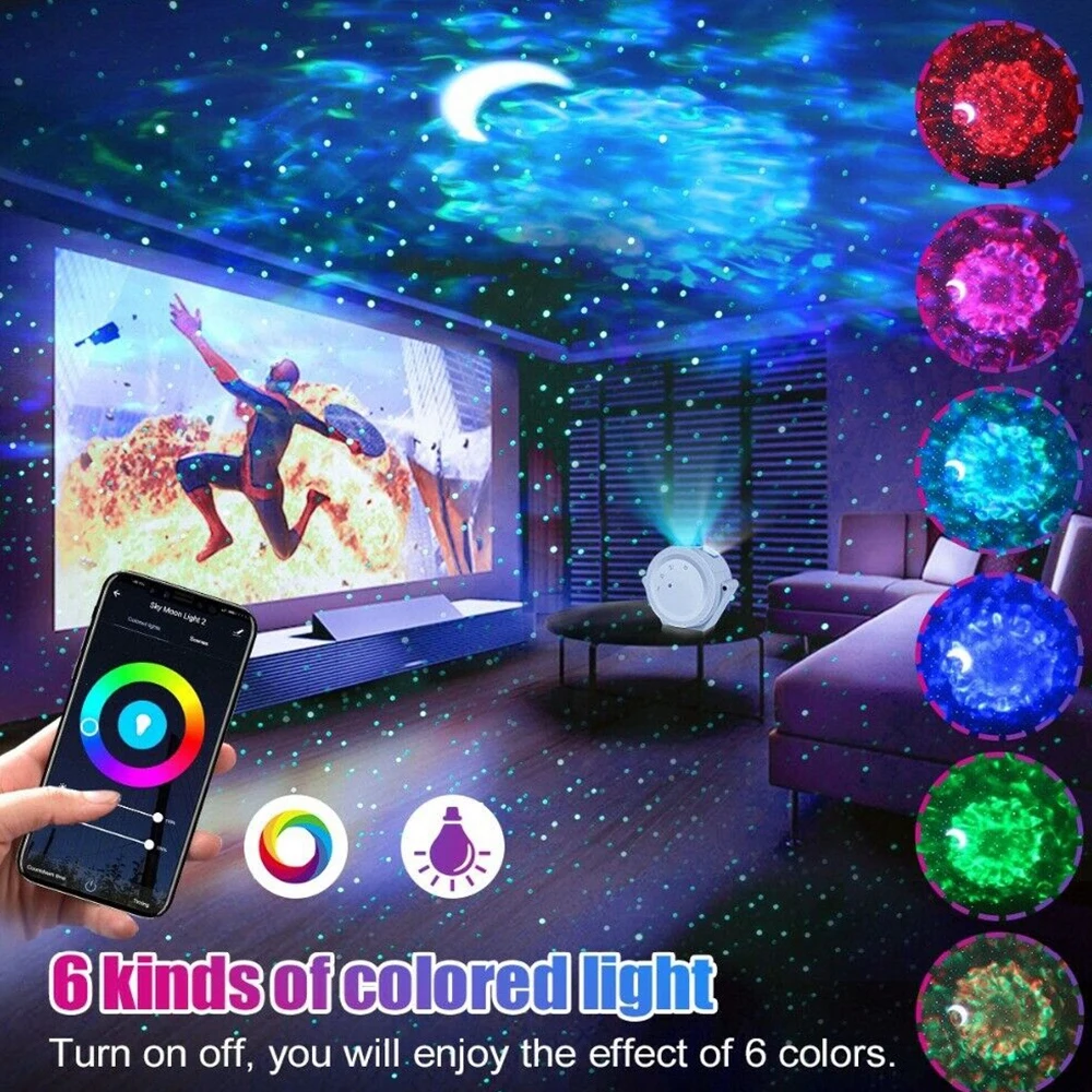 Imagem -02 - Wifi Led Estrela Projetor Galáxia Luz Noturna Colorida Nebulosa Atmosfera Luz App Controle Quarto Decoração das Crianças Presente