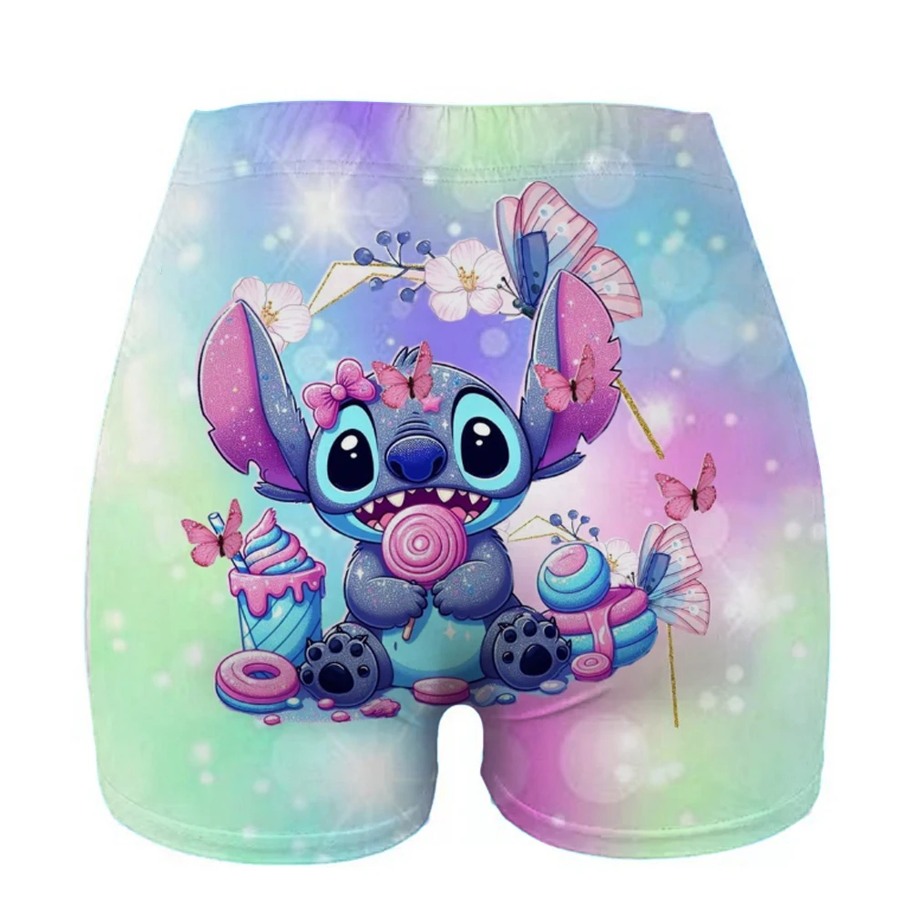 Stitch print Yoga Ultrakorte legging Zachte dames Gym Atletische strakke sport Korte compressie Uitgebreide training