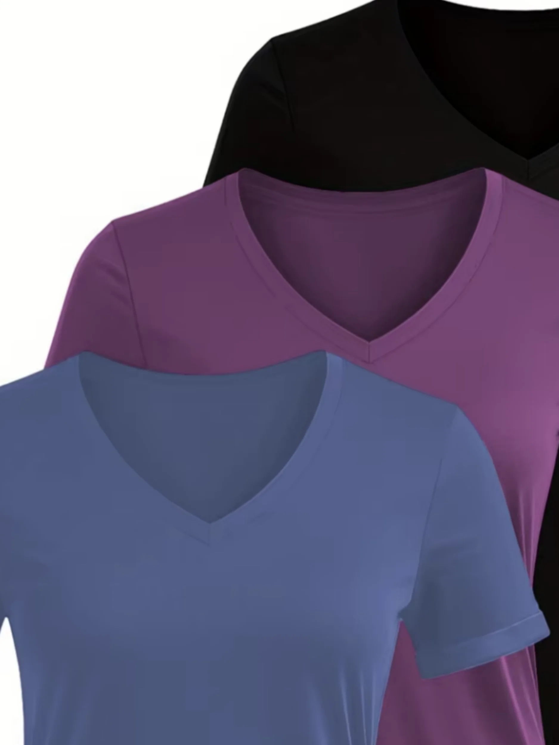 

Новая модная, удобная и повседневная женская футболка с v-образным вырезом и короткими рукавами из трех предметов.