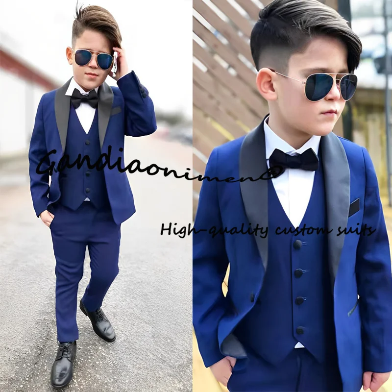 

Boys Suit Fashion Jackets Pants Vests Bow Ties Four Pack Wedding Tuxedos Shawl Collars Kids Clothes Casual Blazer