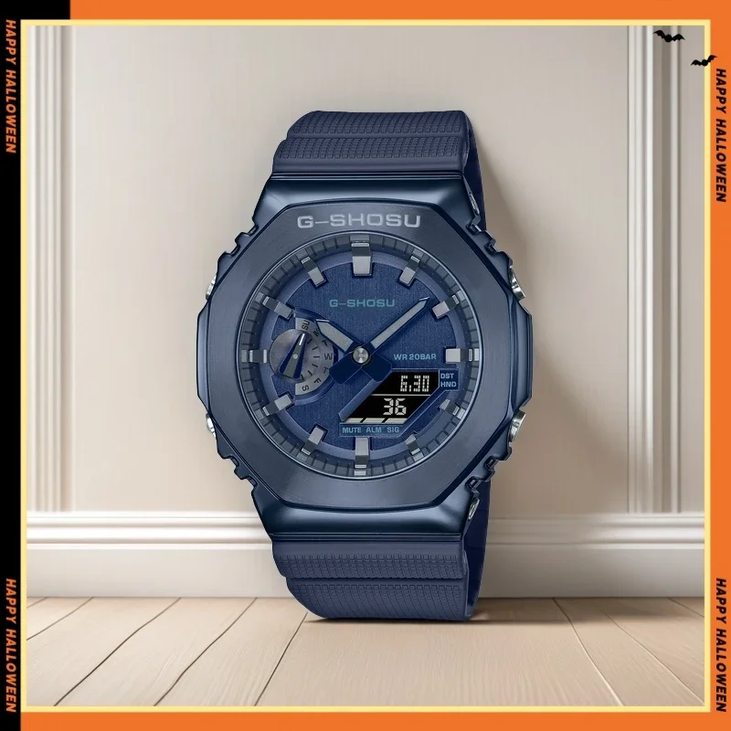 

Спортивные цифровые электронные часы унисекс, полнофункциональные светодиодные часы мирового времени с двойным дисплеем, дубовая серия GM