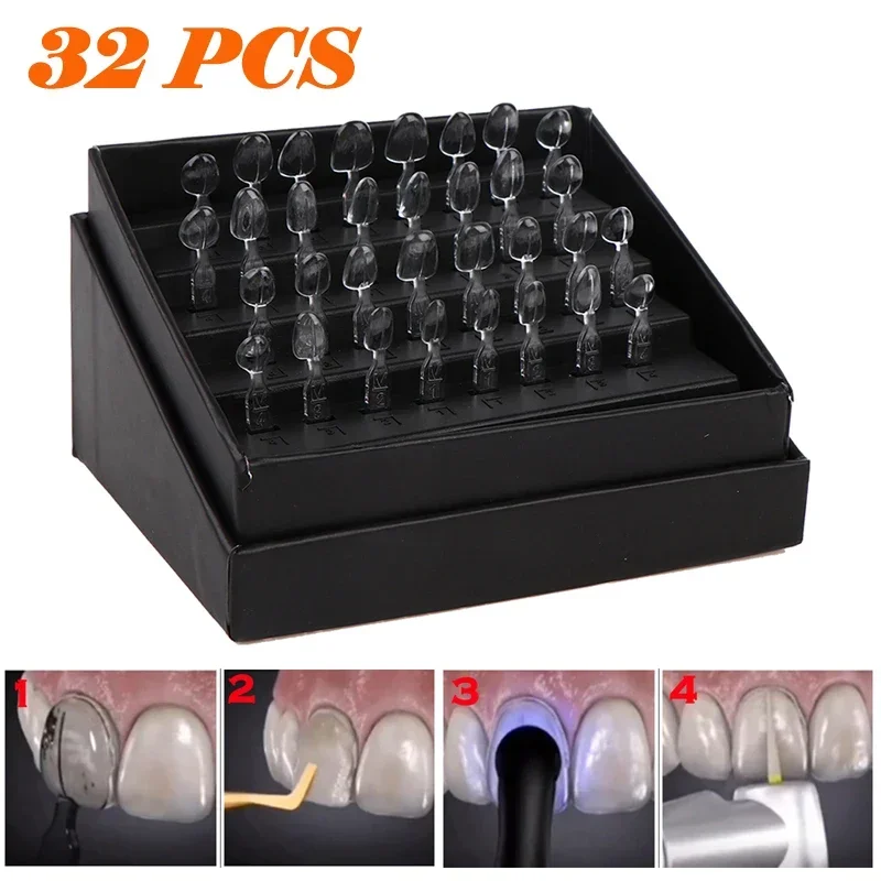 

32Pcs Dental Veneer Mould Kit Composite Resin Mold Light Cure Autoclave Anterior Front Teeth Mould Teeth Whitening Tools