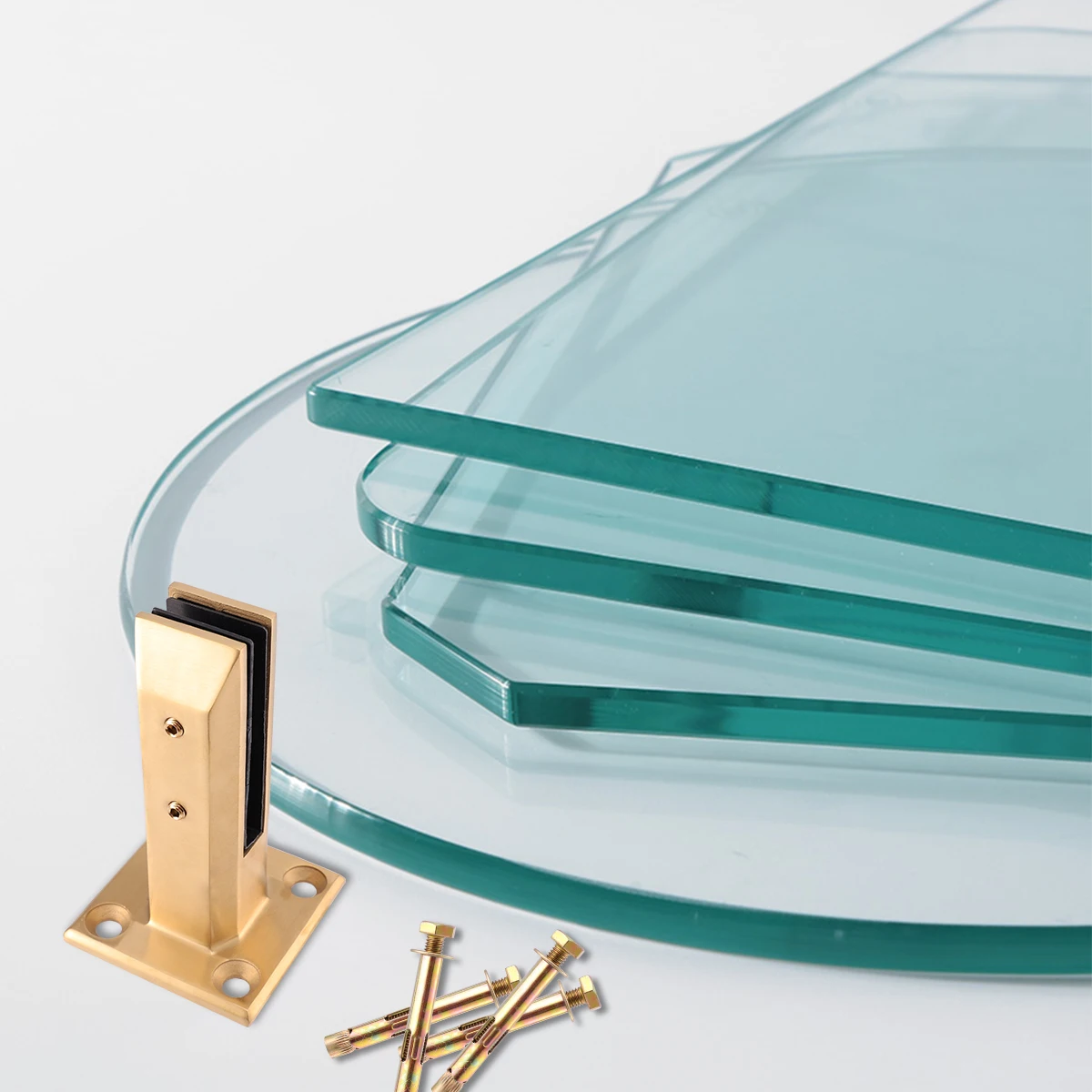 

Stainless Steel Glass Clamp No Punch Hole Durable Space-Saving Glass Fixing Tool For Cabinet Shower Wall Mounting Bracket