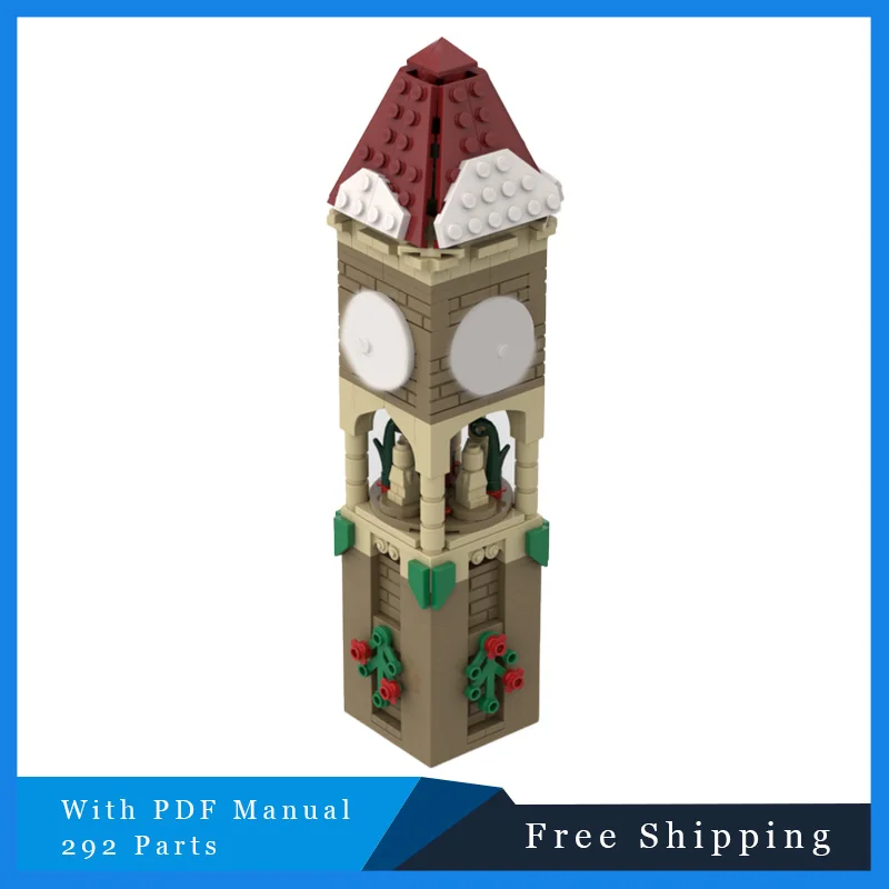 

292 PCS MOC Christmas Series Building Block Model City Center Snow Clock Children Educational DIY Assembly Toy Set Holiday Gift