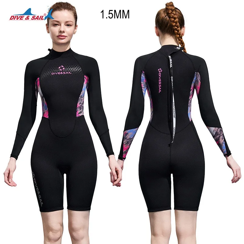 1.5 มม.Scuba แขนยาวกีฬาทางน้ํากลางแจ้ง Spearfishing พายเรือคายัคว่ายน้ํา WetSuit Neoprene อุ่นดําน้ําดูปะการัง Drift ชุดดําน้ํา