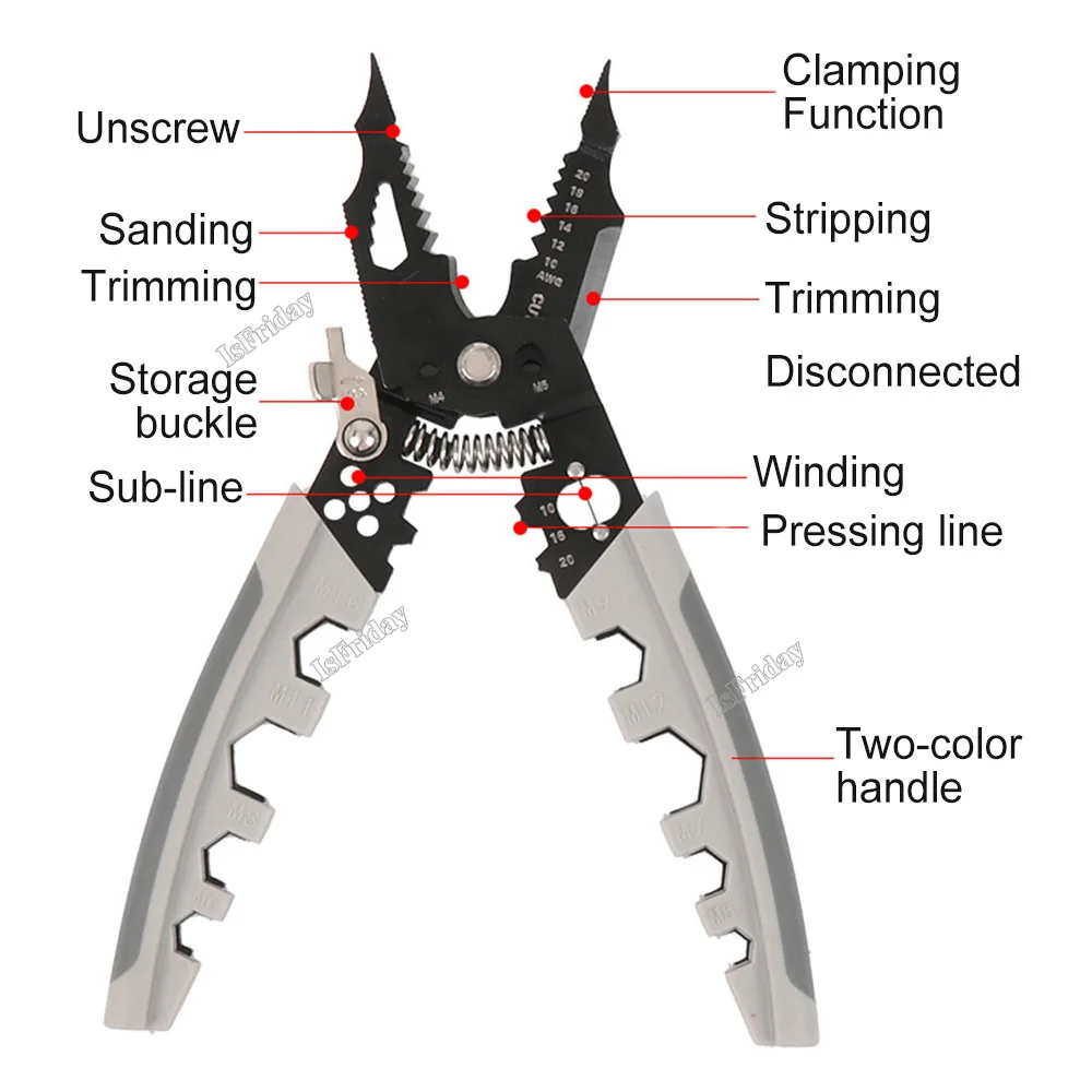 28 in 1 Multipurpose Wire Stripper Professional Tool Electrician Crimpe Pliers For Wire Stripping Cable Cutters Hand Tool