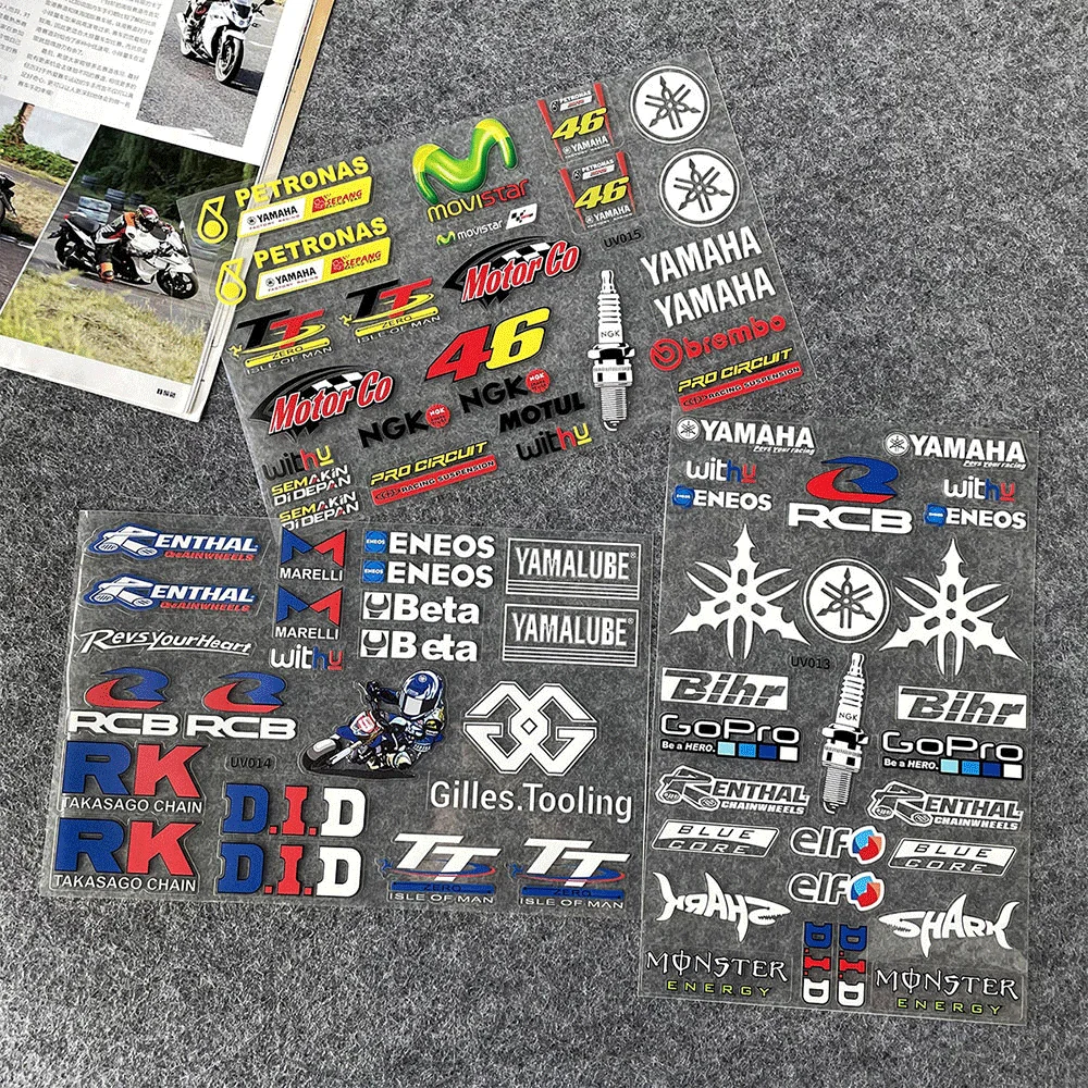 Kit de Adesivos para Motocicleta à Prova d'Água, Decalques Reflexivos de Vinil para Capacete, Tanque de Combustível e Decoração DIY para Scooter
