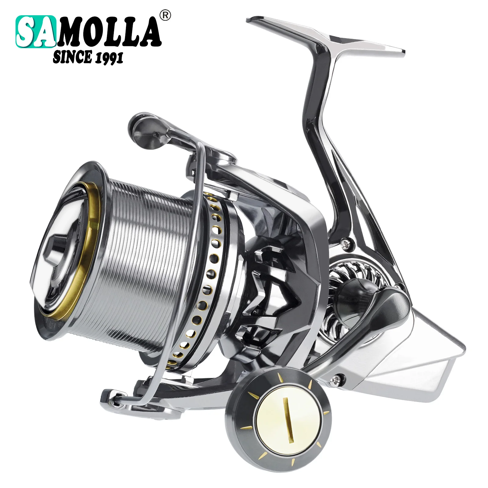 SAMOLLA New All Metal Fishing Reel Spinning Coil Saltwater Carp 11+1BB 4.8:1 25KG Drag 8000-12000 For Seawater Distant Wheel