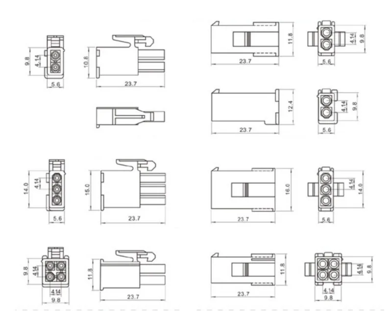 4145 conector plug servo motor terminal fio conector macho e fêmea terminal caixa de plástico 4 furos