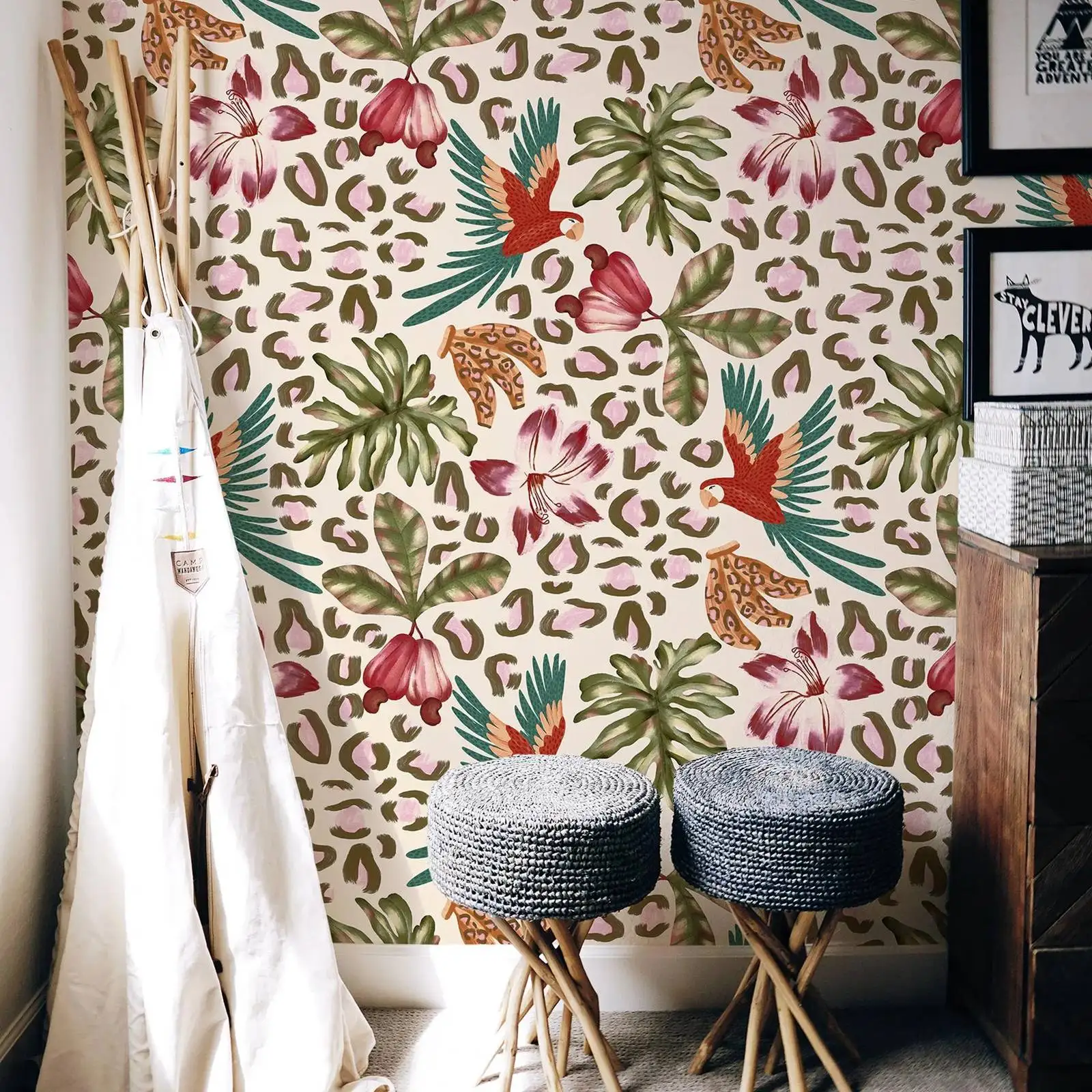 

Окрашенные обои с попугаем, пилинг, приклеивание или традиционный нетканый материал, гостиничный декор стен, окрашенный дизайн в стиле сафари, настенная роспись, декор