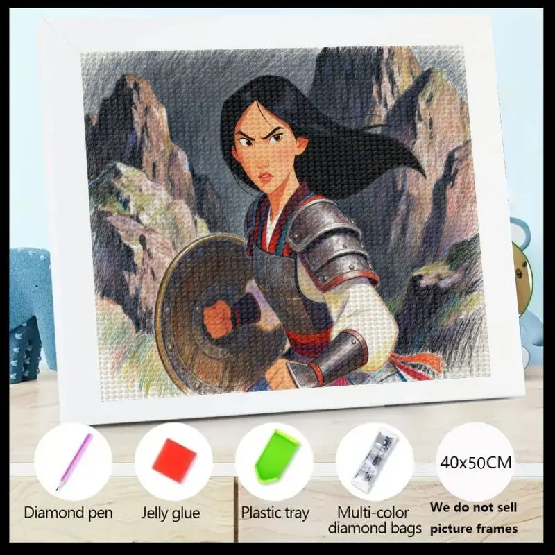 

1 шт., набор для алмазной живописи принцессы Мулан-воина 5D «сделай сам», полная дрель, кристалл, горный хрусталь, вышивка крестиком, набор для рукоделия с