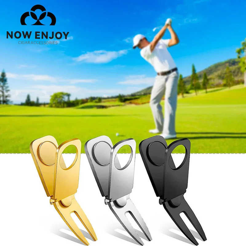 Metal magnetic golf cigar holder versatile putting club cigar holder ball hook  gift for friends and companions