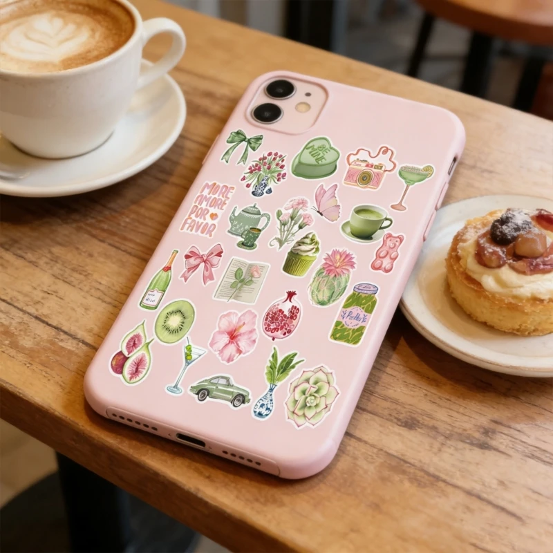  50Pcs Cartoon Paper Sticker Adhesive Aesthetic Sticker for Scrapbooking Journal Notebook Phone Cover Guitar Laptop