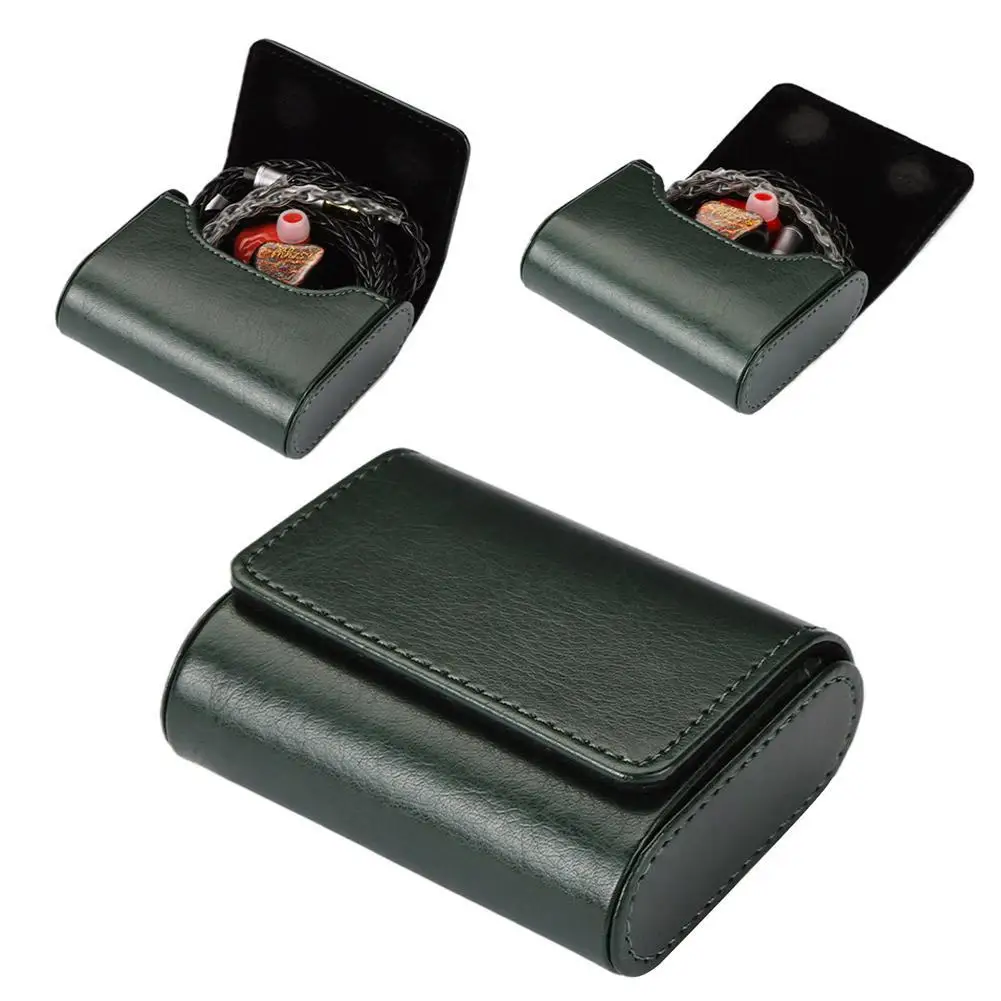 Magnetic Closure PU Leather Earphone Storage Case Anti-scratch Flocked Lining Headphone Organizer Pouch Portable Mini Bag