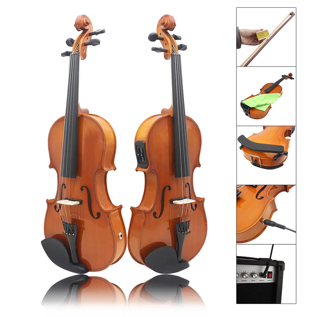 Astonvilla 4/4 Electric Violin Acoustic EQ Natural Surface Maple Back Electric Violin Case Shoulder Rest Parts & Accessories