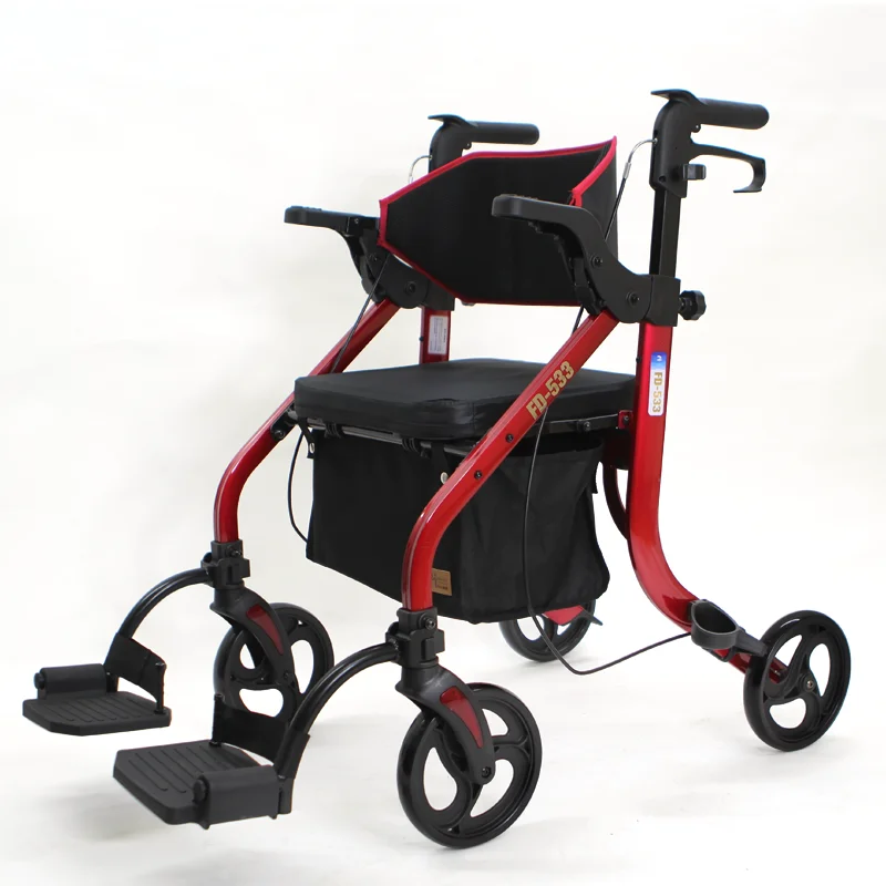 

Wheelbarrow walker can sit on four-wheel folding shopping cart for the elderly.