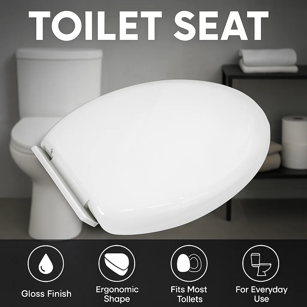 

Plastic Bathroom Toilet Seat, Universal Replacement Toilet Lid, Easy Install Fit Most Home Toilets