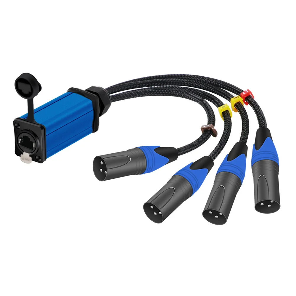1 st 4 Kanaals 3Pin XLR Snake Multi Netwerk Ontvanger naar STP Cat5/6 Ethercon Kabel Extender voor Podiumverlichting Opname Studio