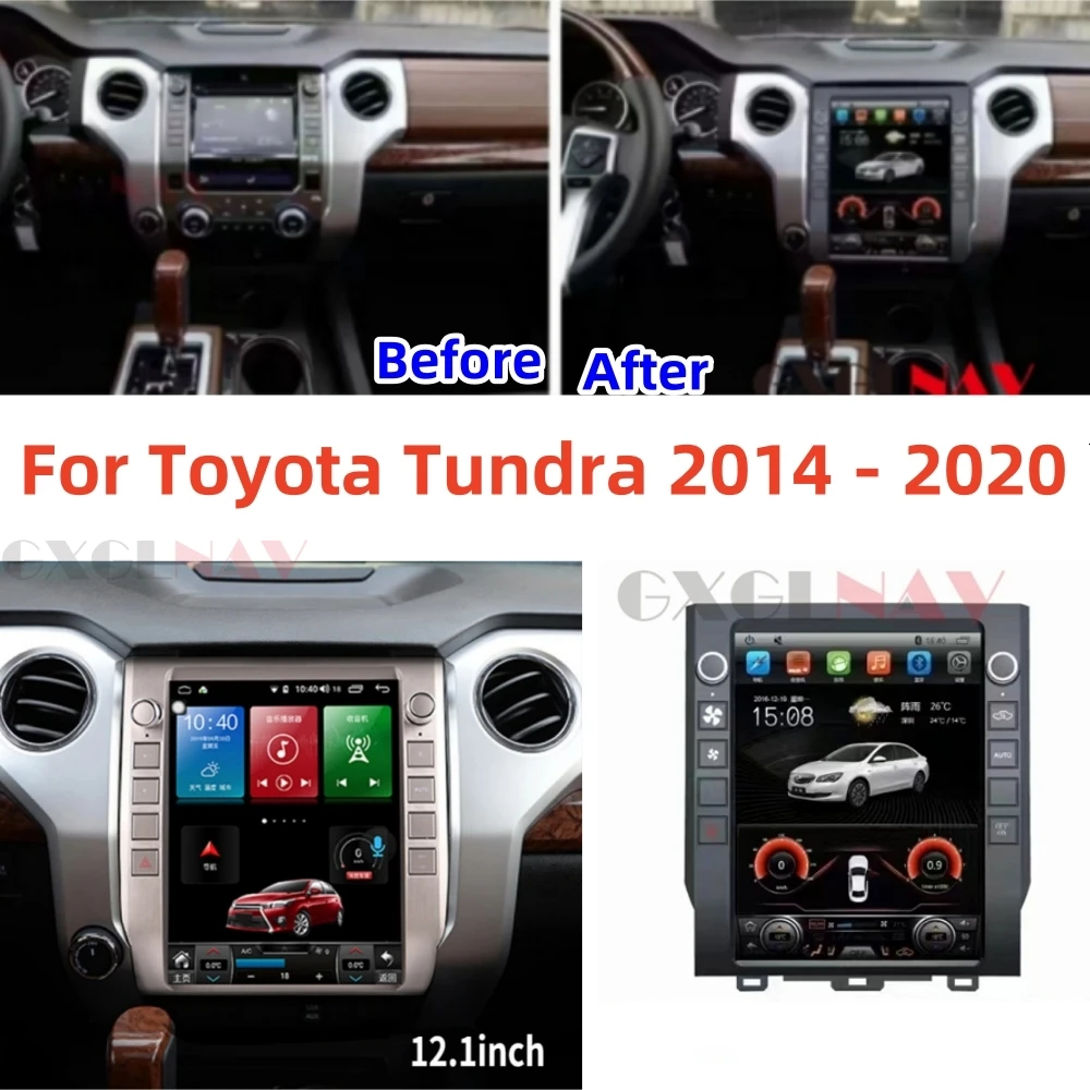 

12,1 дюймов Android 13 головное устройство для Toyota Tundra 2014 2015 2016 2017 2018 2019 2020 автомобильное радио с вертикальным экраном GPS навигация Carplay