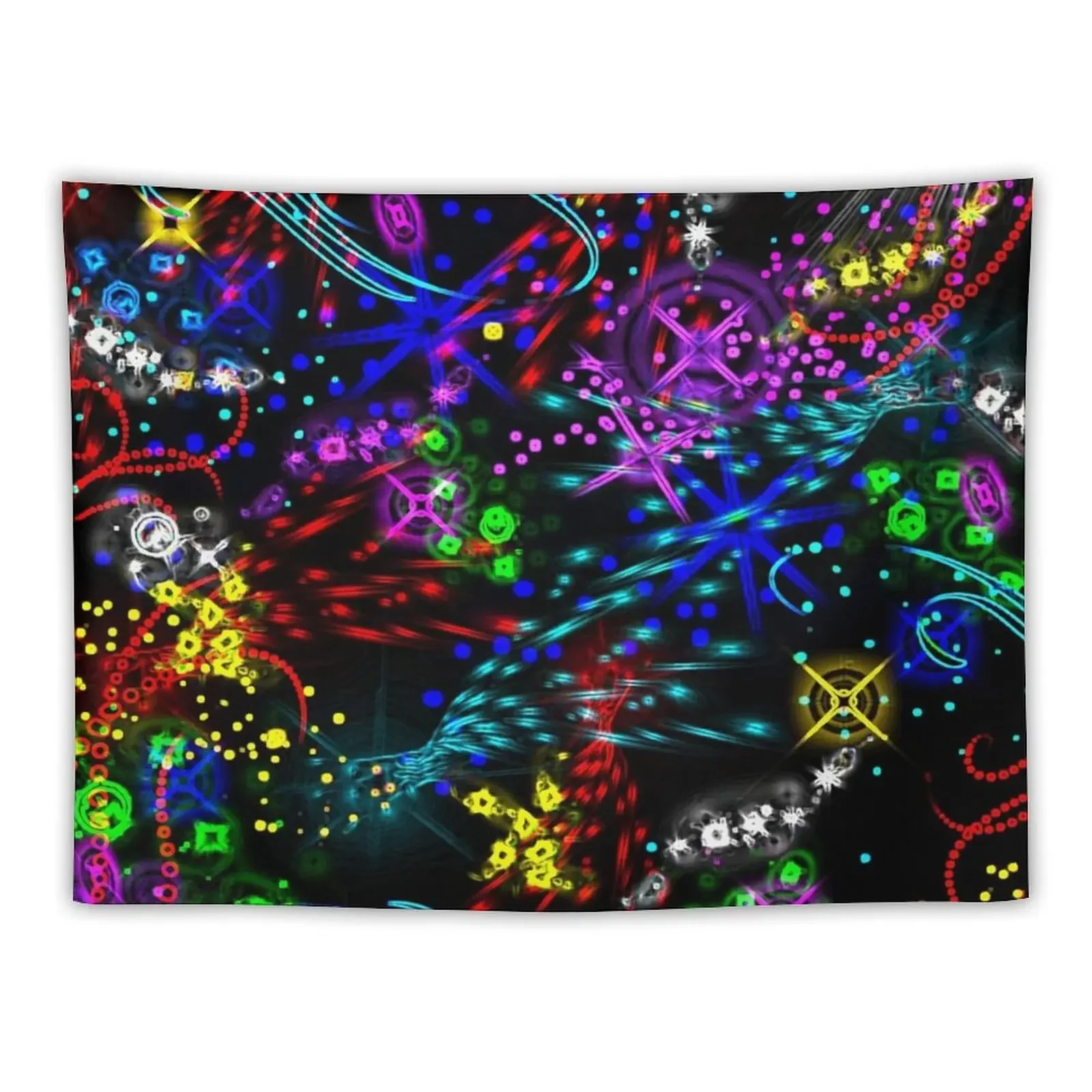 Psycadelic Neon Lights Stars Tapestry Funny Decorative Wall Mural Tapestry