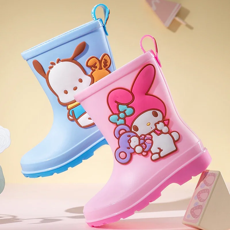 Sanrio Kids Rain Boots Cute Cartoon Girl Melody Kids Crystal Rain Boots Cute cartoon rain boots girls antypoślizgowe buty z klejem