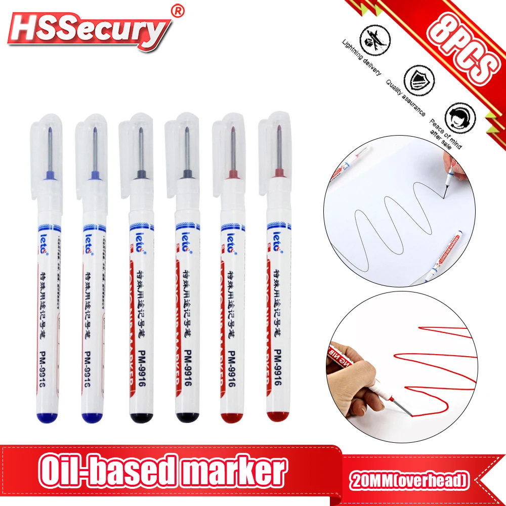 20 مللي متر طويل رئيس ماركر أقلام 2/3/6/8 قطعة/المجموعة متعددة الأغراض الحمام النجارة الديكور ثقب عميق ماركر القلم الحبر 9916 أدوات مجموعة