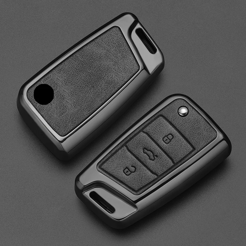 Alloy Style Car Key Case Cover Shell Fob For VW Volkswagen Golf 7 MK7 Tiguan MK2 For SEAT Ateca Leon FR 2 Ibiza For Skoda