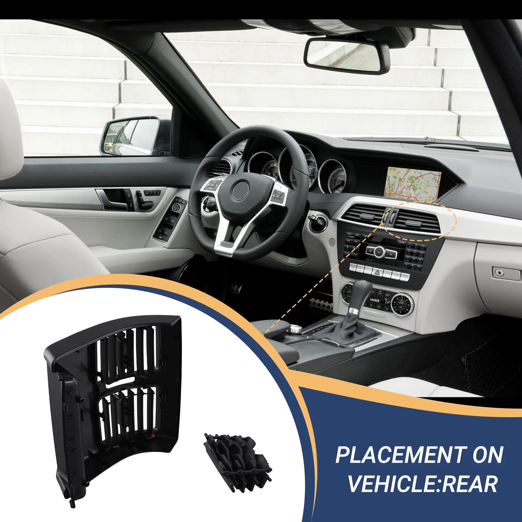 

Classy-Car Rear Back Center Console A/C Air Vent Conditioning Grille For Mercedes Benz C Class W204