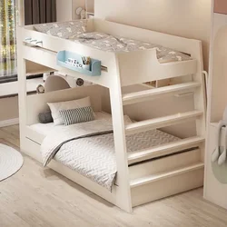 Children Bunk Beds Two Layer Solid Wood Frames Adult Bunk Modern Beds High Low Child Mother