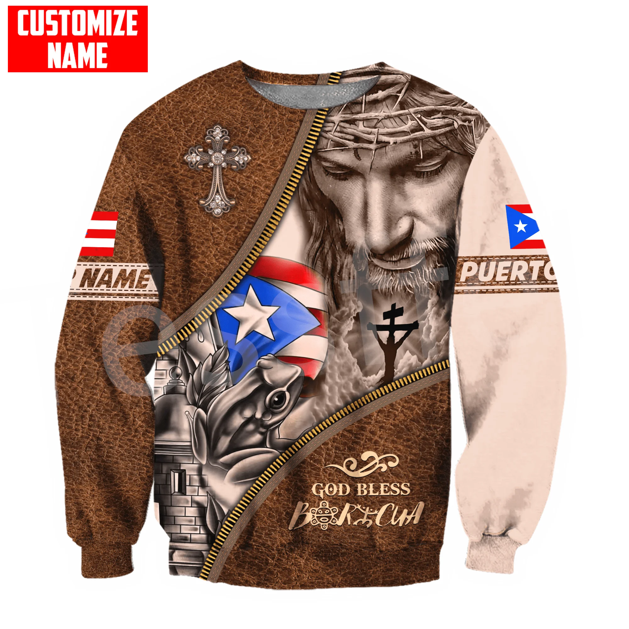 Boricua Country Flag Puerto Rico Taino Tattoo Caribbean Sea Retro Tracksuit 3DPrint Men/Women Casual Funny Jacket Zip Hoodies 18