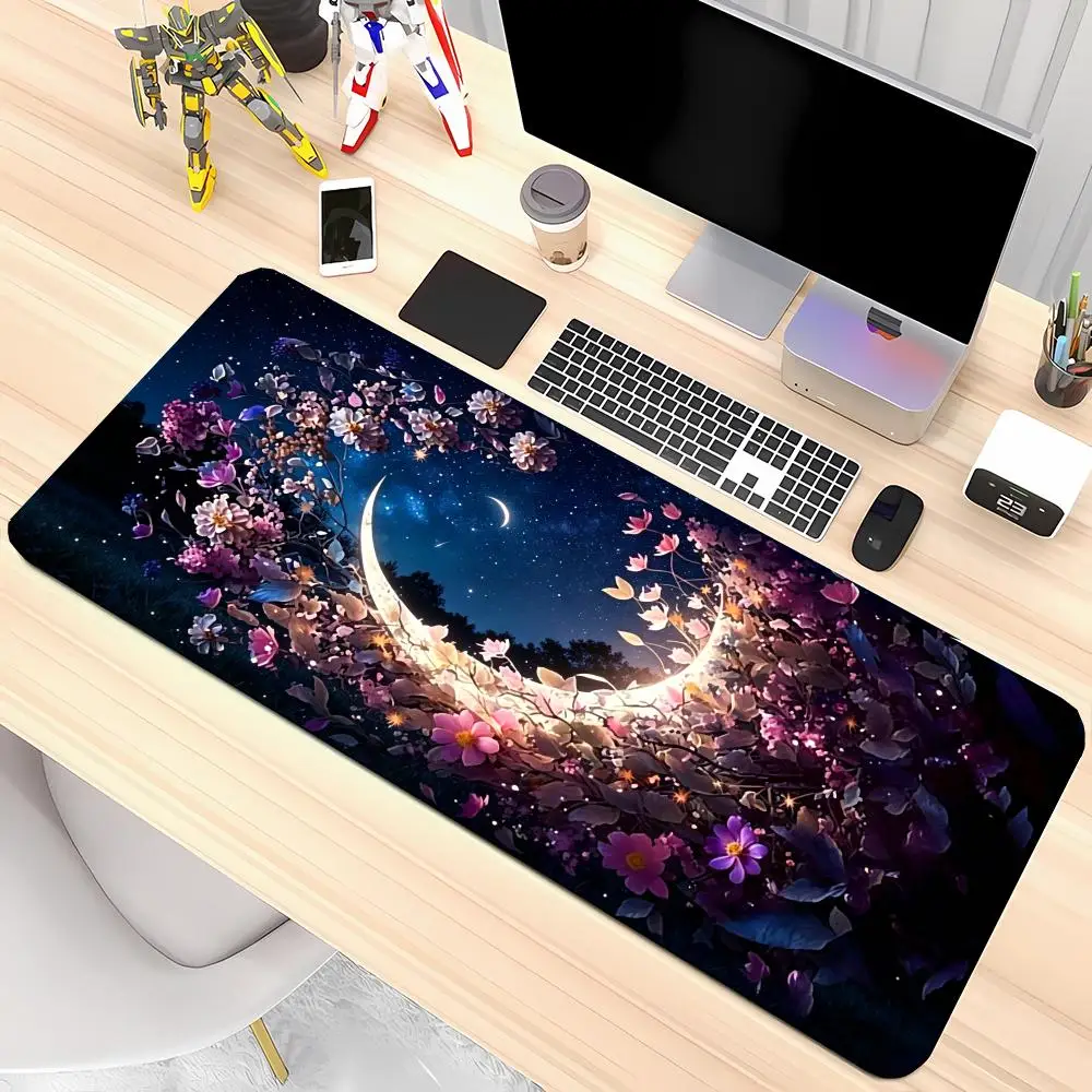 Crescent Moon Galaxy Mousepad Table Mat Playmat Dreamy Glow High Definition Anime Games Pads