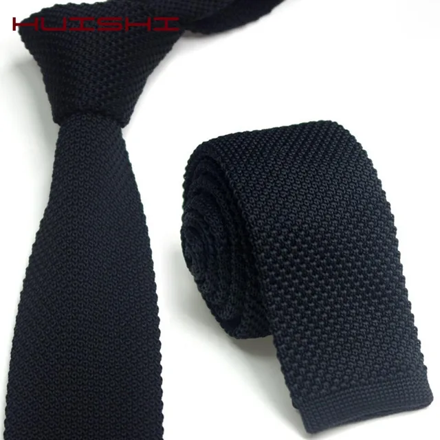 Knitted Slim Necktie – Plain Knit Tie for Men and Women in Black, Red and 30 Colors – view 5