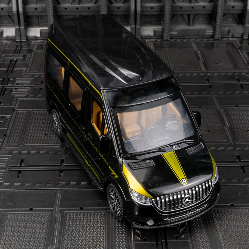 1:24 Mercedes-Benz Sprinter MPV Simulation Diecast Metal Alloy Model car Sound Light Pull Back Collection Kids Toy Gifts A466