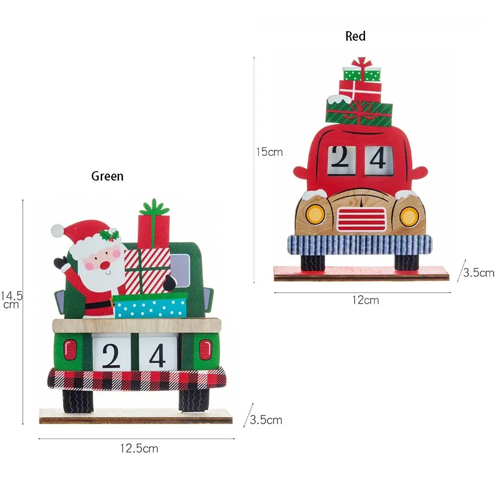 Car Style Christmas Advent Calendar Santa Claus Wooden Santa Calendar Ornaments Christmas Gift DIY Car Wooden Ornament New Year