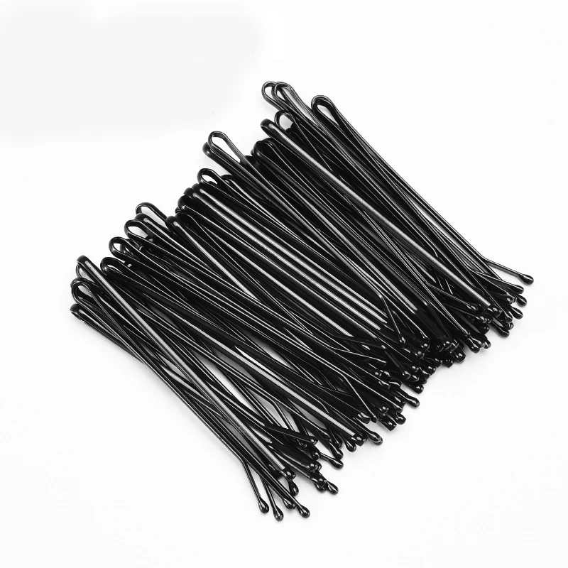 AWAYTR 50/100 PCS 5.5cm U Shaped Alloy Hairpins Waved Hair Clips Metal Black Bobby Pins Barrettes Bridal Hairstyle Tools Hairpin