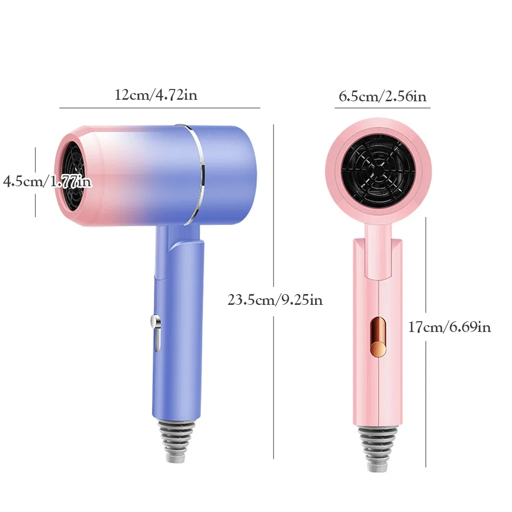 Mini asciugacapelli pieghevole da 550 W con borsa per il trasporto Anione ad aria calda Cura dei capelli per viaggi a casa Asciugacapelli Dormitorio Asciugacapelli 220 V-240 V