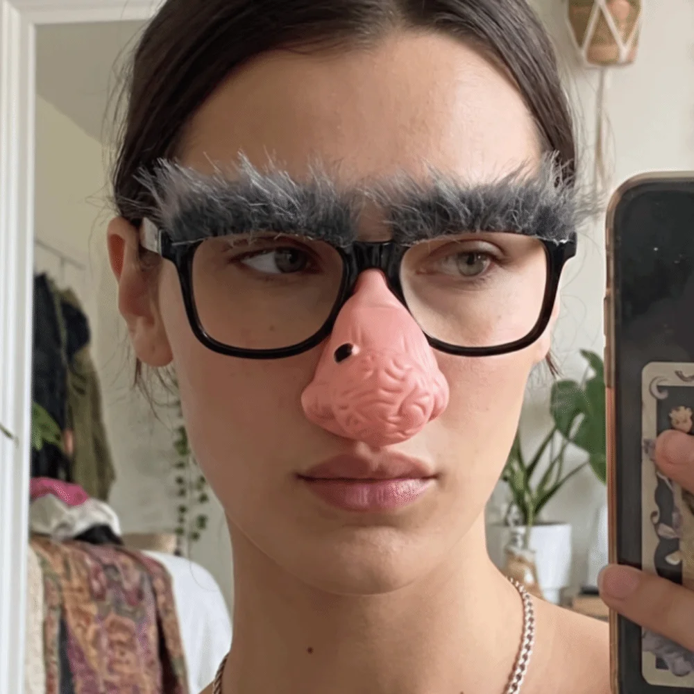 Funny Square Frame Disguise Glasses Oversized Nose Fluffy Eyebrows Fake Nose Costume Glasses Black Eyebrows Lightweight