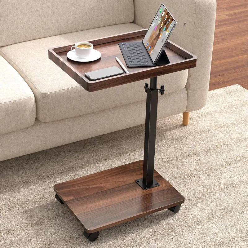 

C Table End Table Adjustable Height, 360°Swivel TV Tray Table for Small Spaces, Couch Tables That slide under
