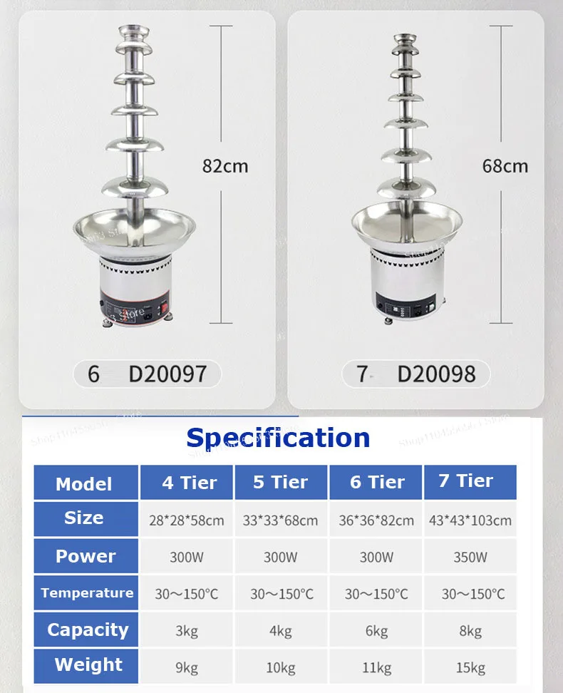 Commerical 110V 220V Chocolate Fountain Electric Chocolate Waterfall Machine 4 Layer