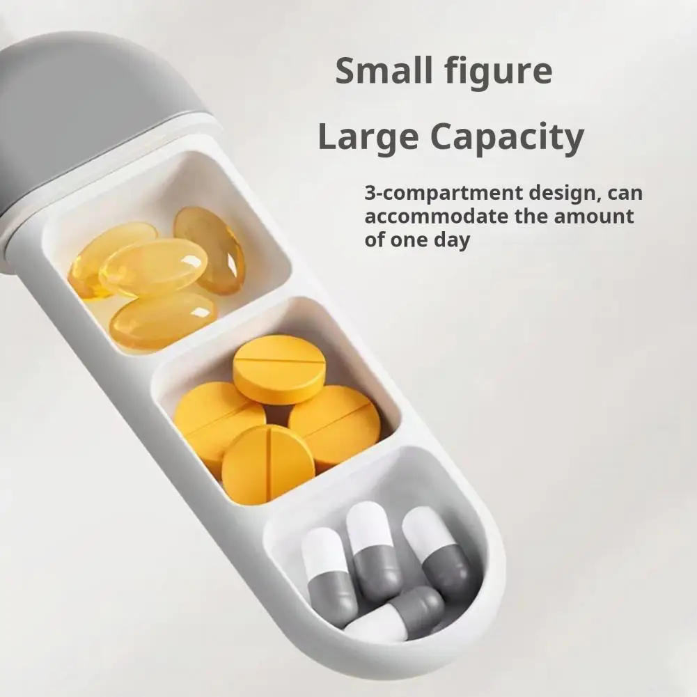 Storage Organizer Portable Pill Storage Box with 3 Grids Waterproof Compact Travel Organizer Outdoor Tablet Case for Medication