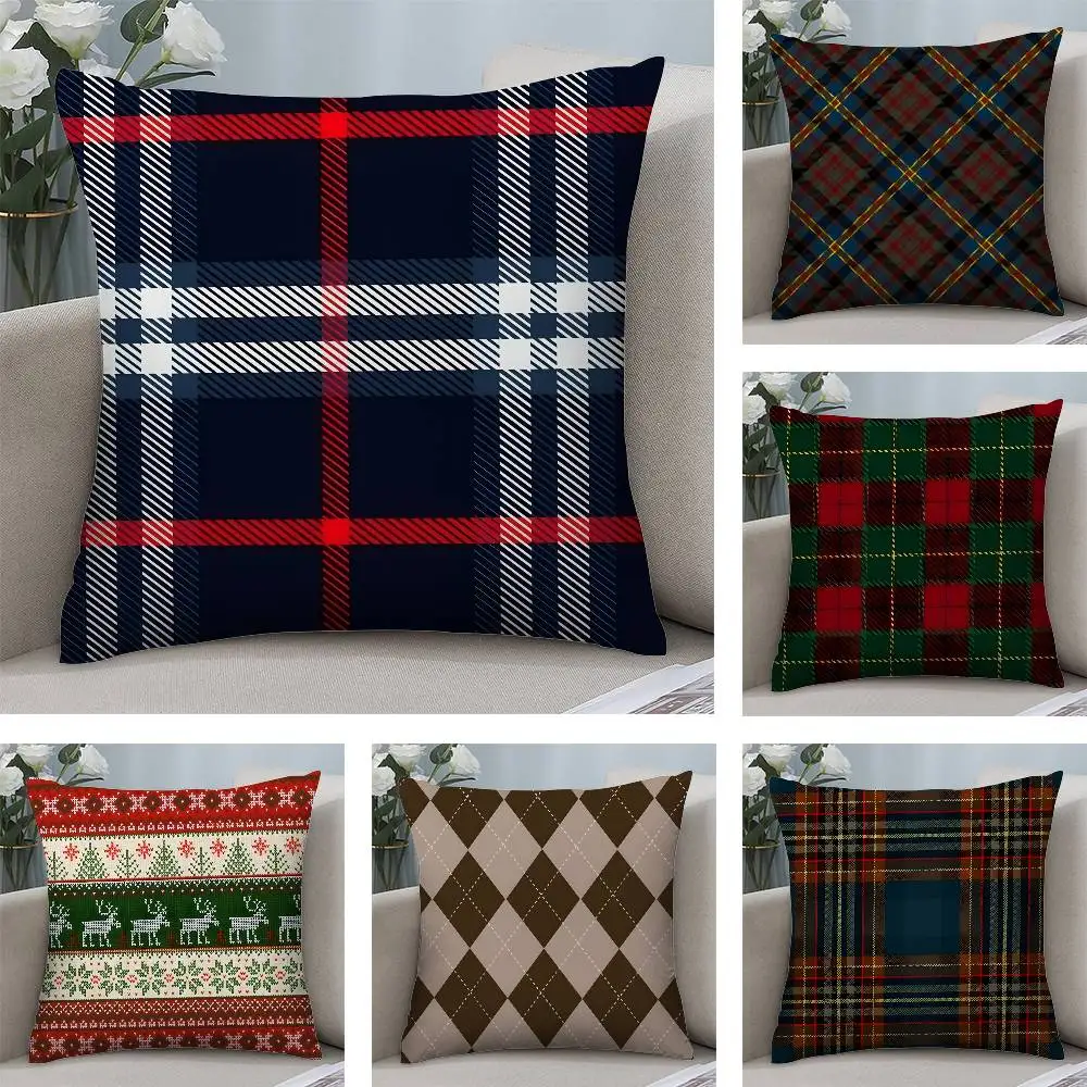 

Роскошная наволочка s-Scottish TartanS, короткая плюшевая квадратная наволочка с двусторонним принтом, диван, домашняя подушка, декор