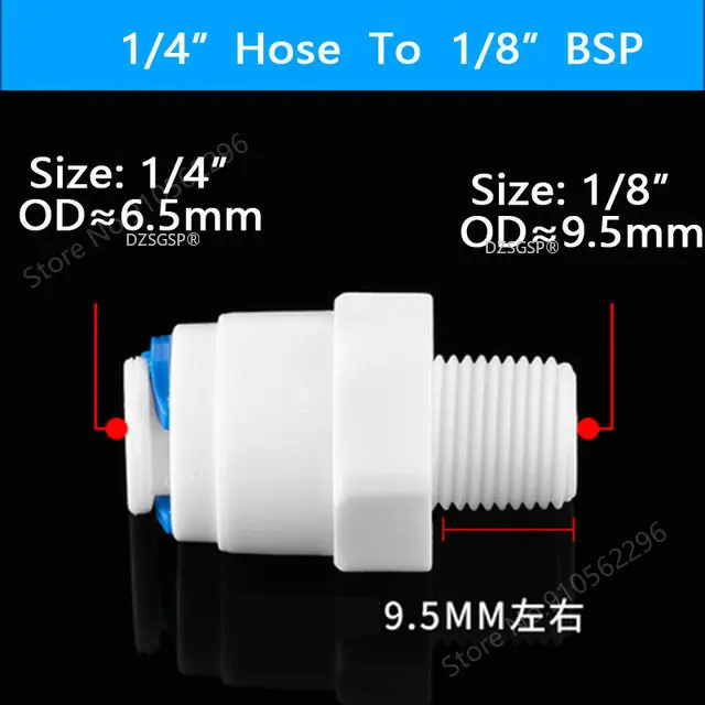 Reverse Osmosis Quick Coupling 1/4 3/8 Hose Connection Connector 2 Way Equal Straight Water Plastic Pipe Fitting