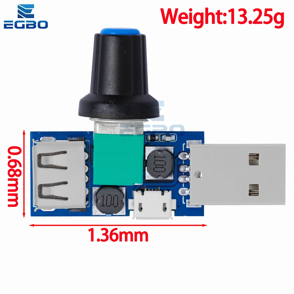 EGBO DC 4V-12V 5W XY-FS USB Fan Stepless Governor USB Fan Speed Controller Multi-Gear Auxiliary Cooling Tool