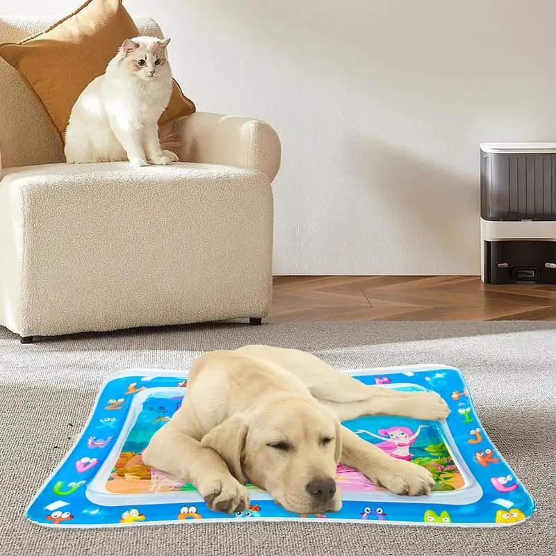 Sensor Water Playmat Thickened Inflatable Water Mat For Cat And Dog Water Sensor Mat Water Sensory Playmat With Fish Sea Ocean